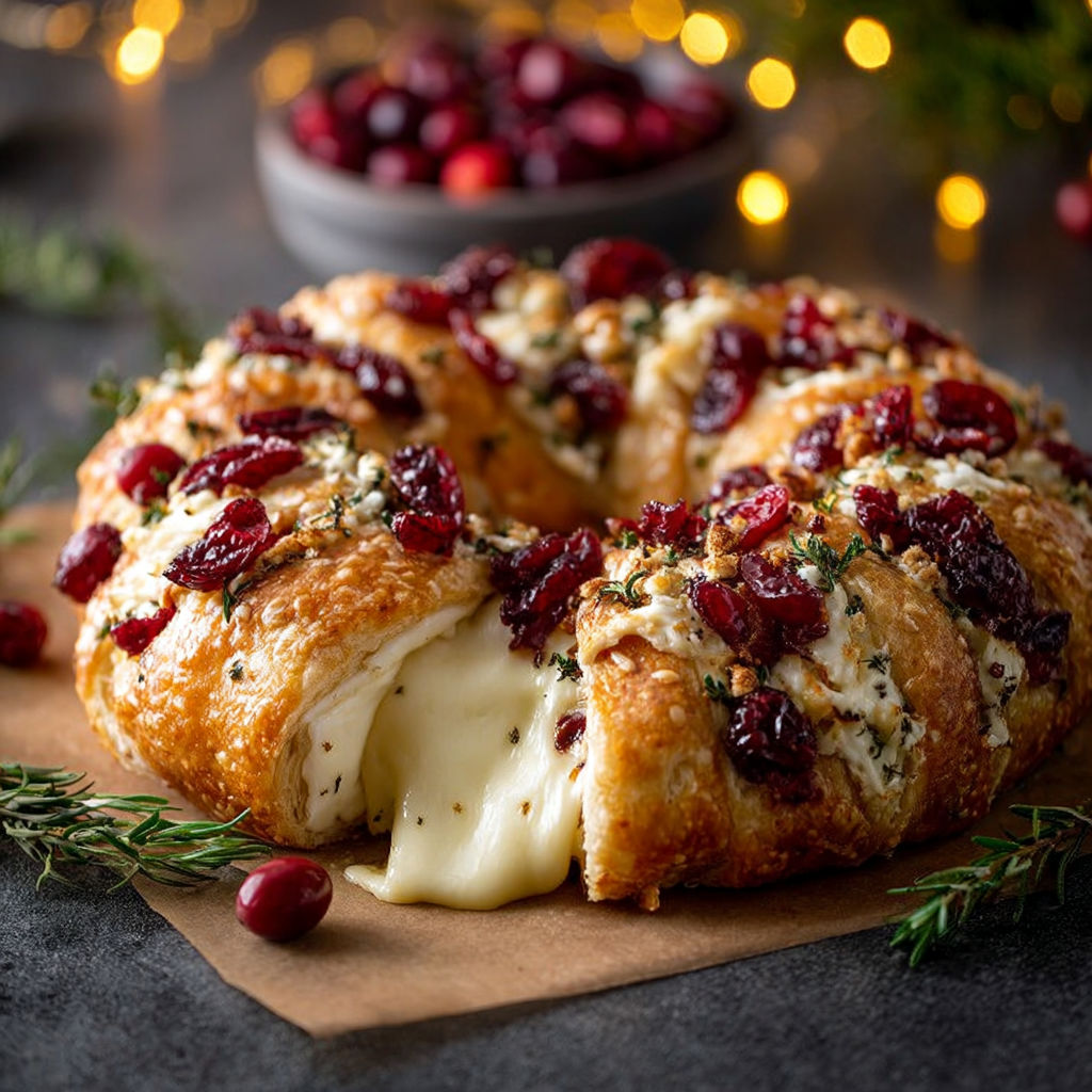 Brie Cheese Cranberry Wreath recipe