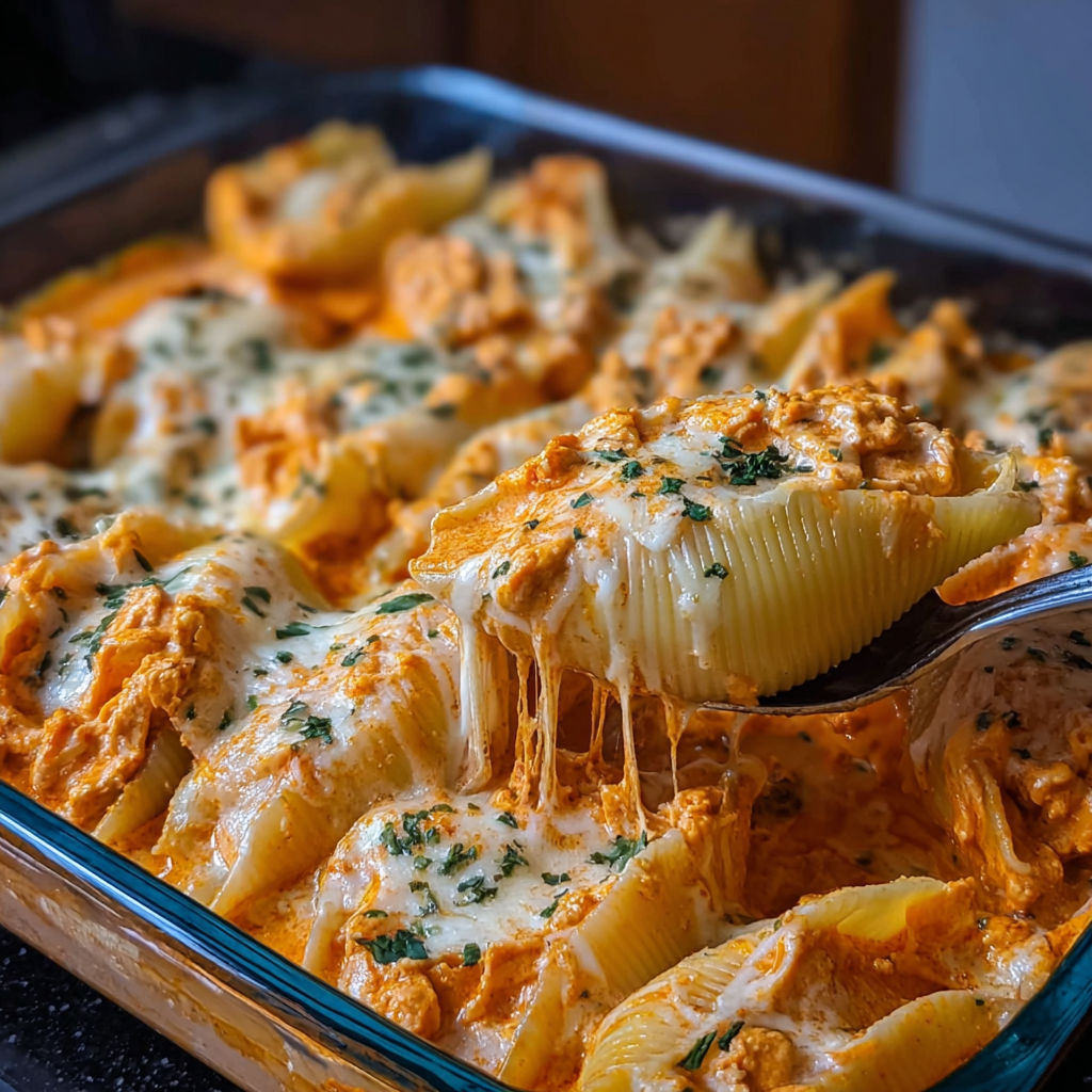 Creamy Buffalo Chicken Stuffed Shells recipe