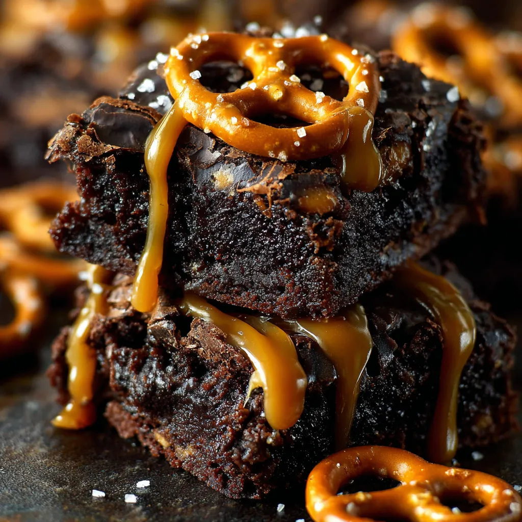 Salted Caramel Pretzel Brownies recipe