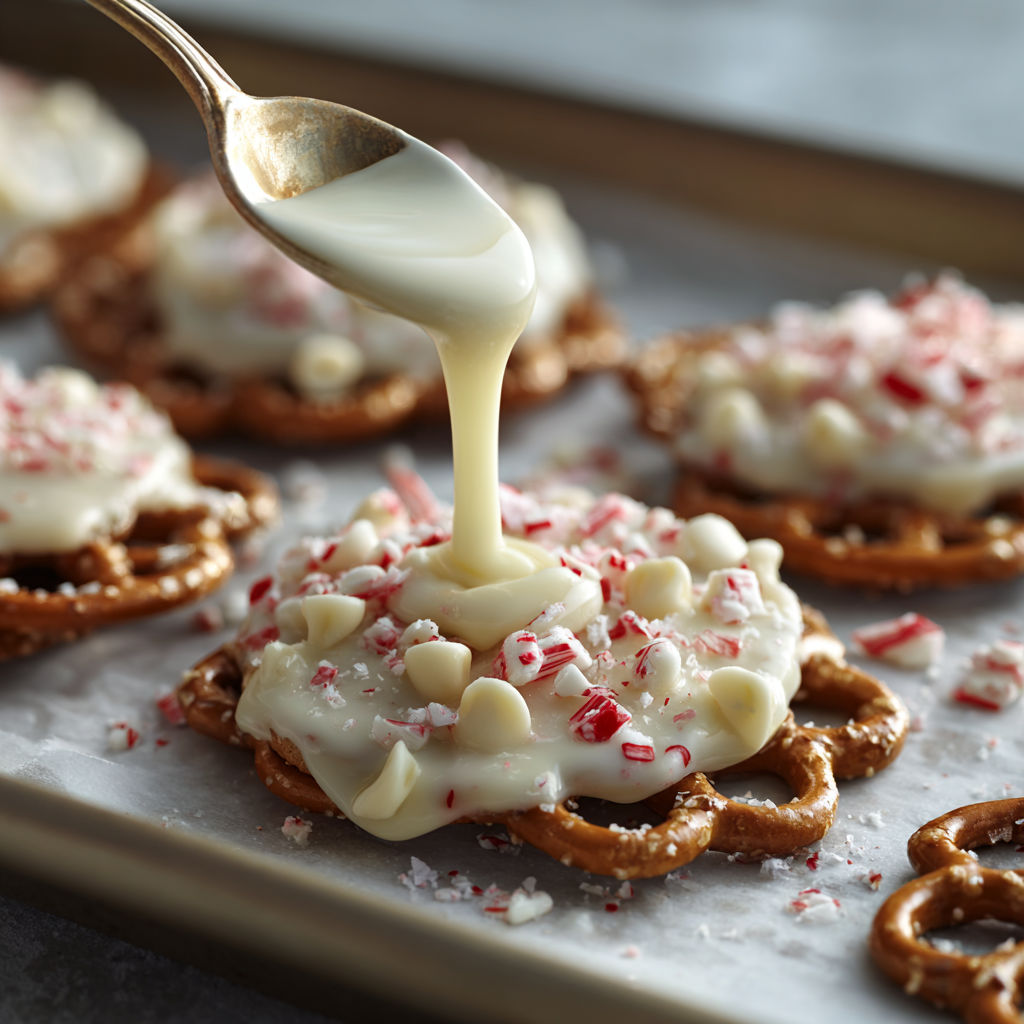 White Chocolate Peppermint Pretzels recipe